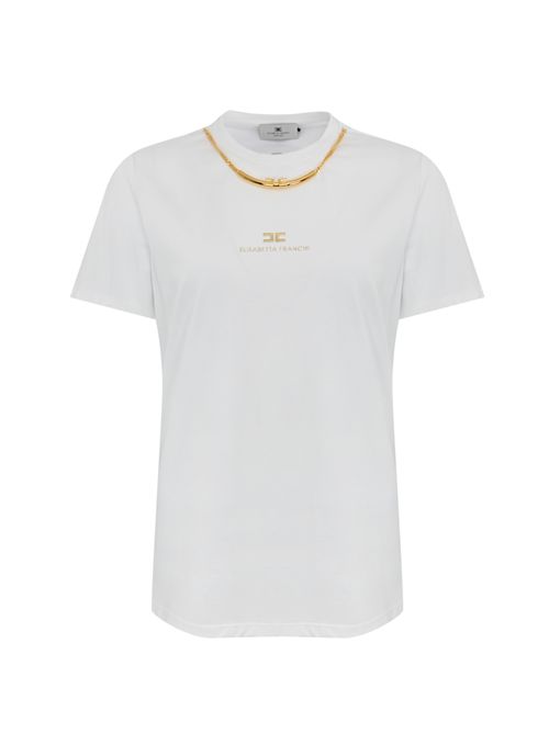 T-shirt in jersey con collana Gesso Elisabetta Franchi | MA02856E2270